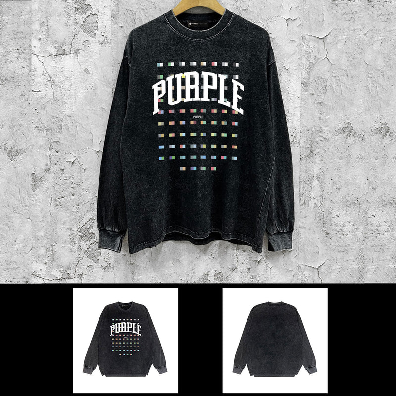 Purple Brand Distressed Long Sleeve Shirt Fashion Distressed Loose Long-sleeved Top
