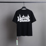 Ow T Shirts Flame Letter Printing for Men and Women