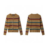 Ralph Lauren Knitted sweaters RL Knitted Skittles Pony Label Twist Vintage Cardigan Striped