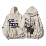 Cardigan Baseball Jacket Autumn and Winter Letter Vintage Print Zipper Cardigan Hoodie