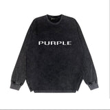 Purple Brand Distressed Long Sleeve Shirt Fashion Distressed Loose Long-sleeved Top