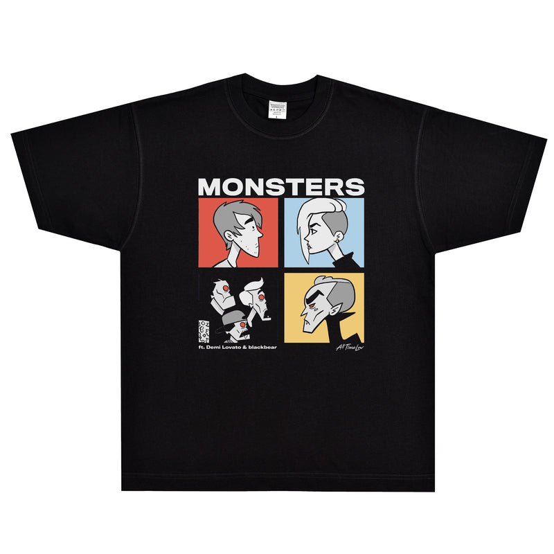 Rock Star T Shirt Blackbear Monsters T-shirt Rock American Cartoon Portrait Loose Printed Short Sleeve