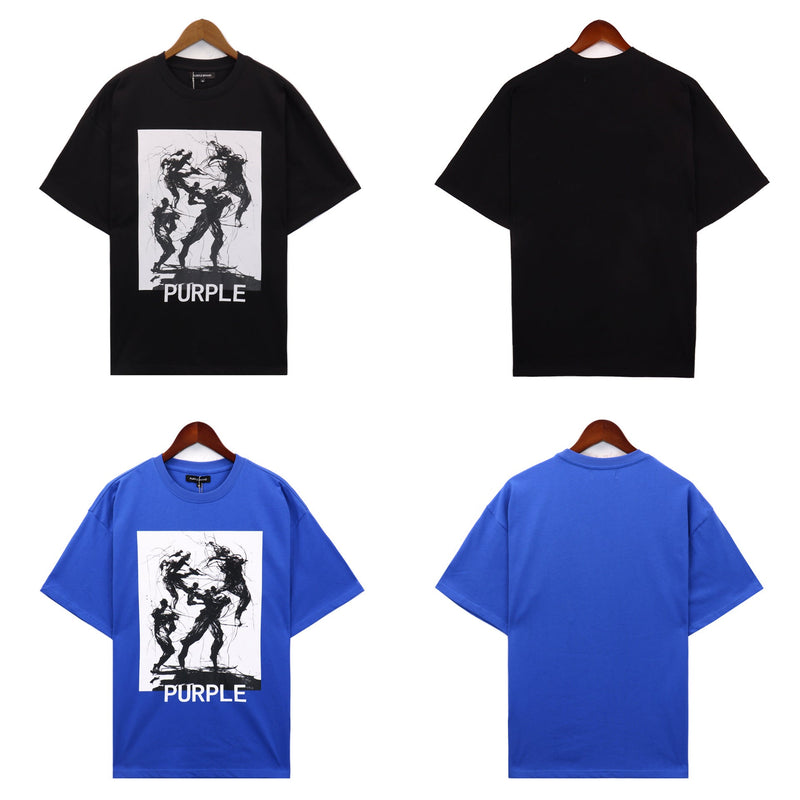 Purple Brand T Shirts Spot Purple Br Summer Cotton Double Yarn Crew Neck Short Sleeve