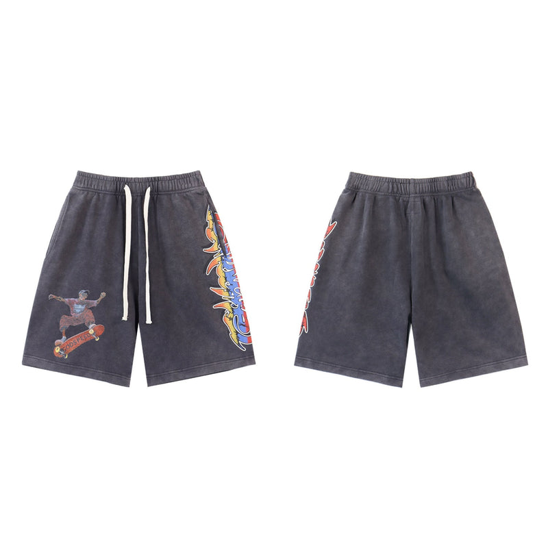 Godspeed Shorts Summer GOD Skull Pattern Casual Loose Shorts