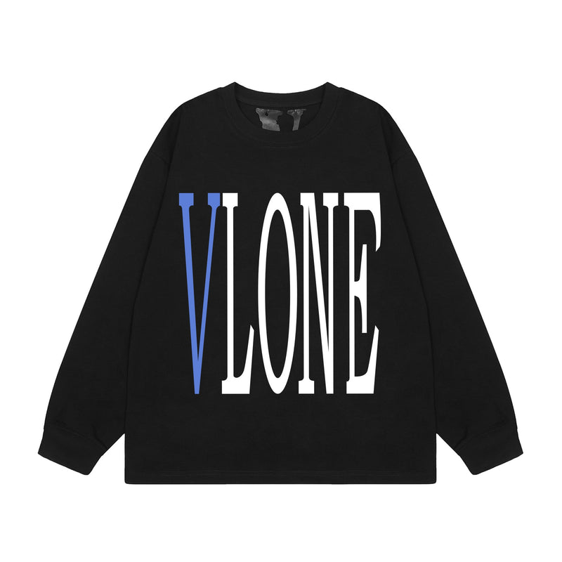Vlone Sweatshirts Autumn and Winter Blue Big V Letter Crew Neck