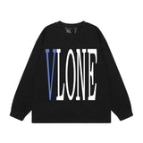 Vlone Sweatshirts Autumn and Winter Blue Big V Letter Crew Neck