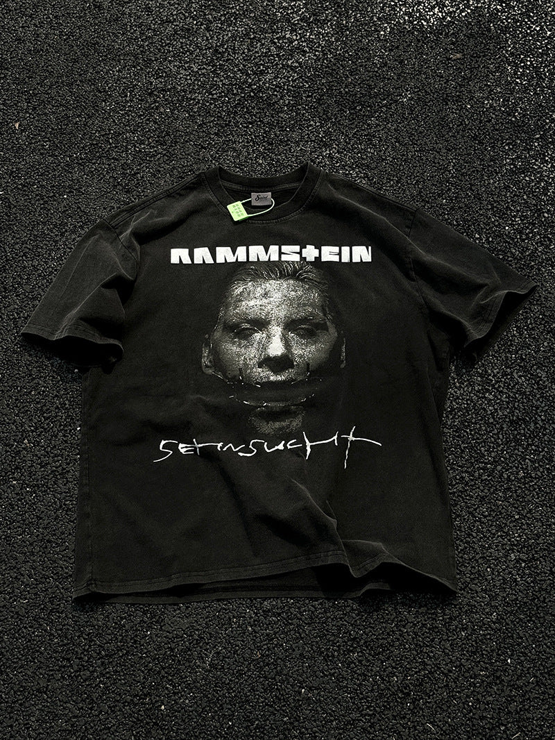 Men Vintage T-Shirts Acid Washed Black Tee