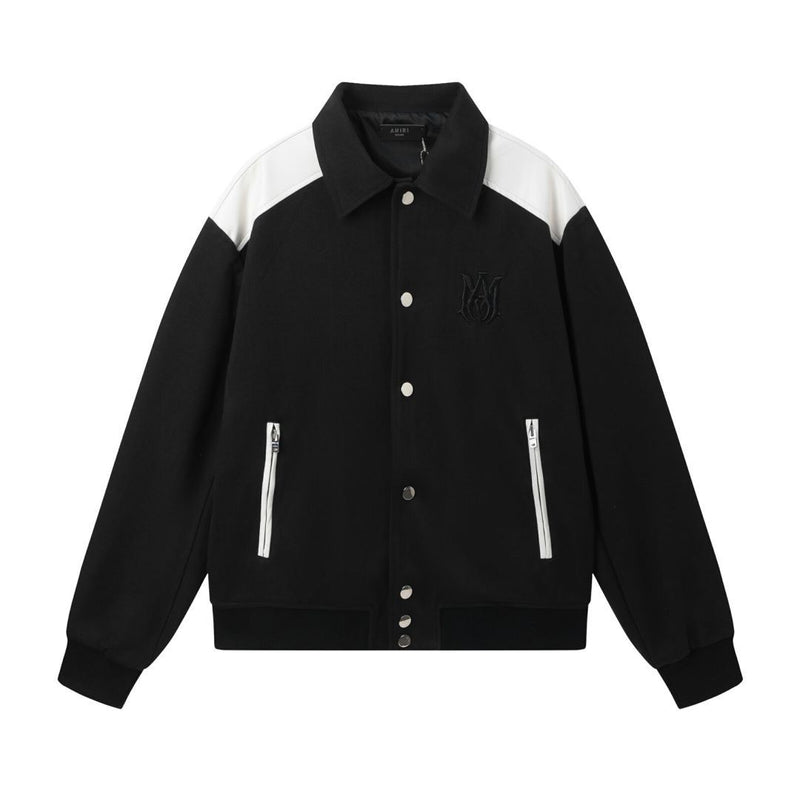 Amiri Jacket Spring and Autumn AMI Letter Pattern Baseball Jacket Jacket Men's and Women's