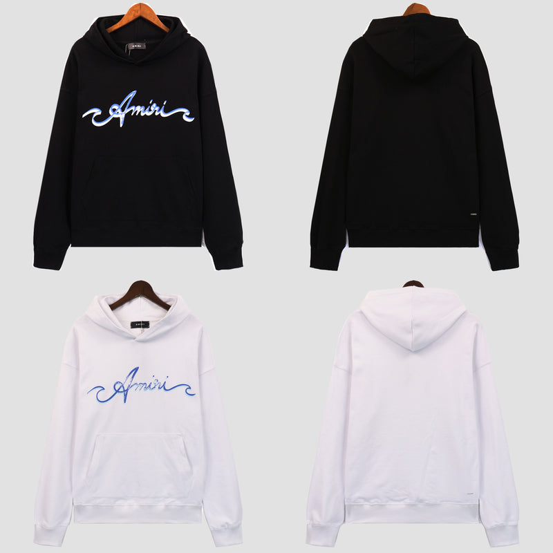 Amiri Hoodie gradual change letter pattern pullover hooded sweater men and women