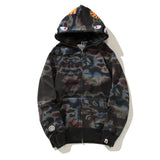 Bathing Ape Hoodie Thermal Imaging Camouflage Shark Hooded Cardigan Zip Sweater Jacket