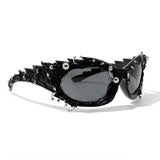 Trendy punk glasses dark asymmetrical frame