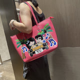 Chh Chrome Heart Leather Bag Embroidered Shoulder Bag Tote Bag