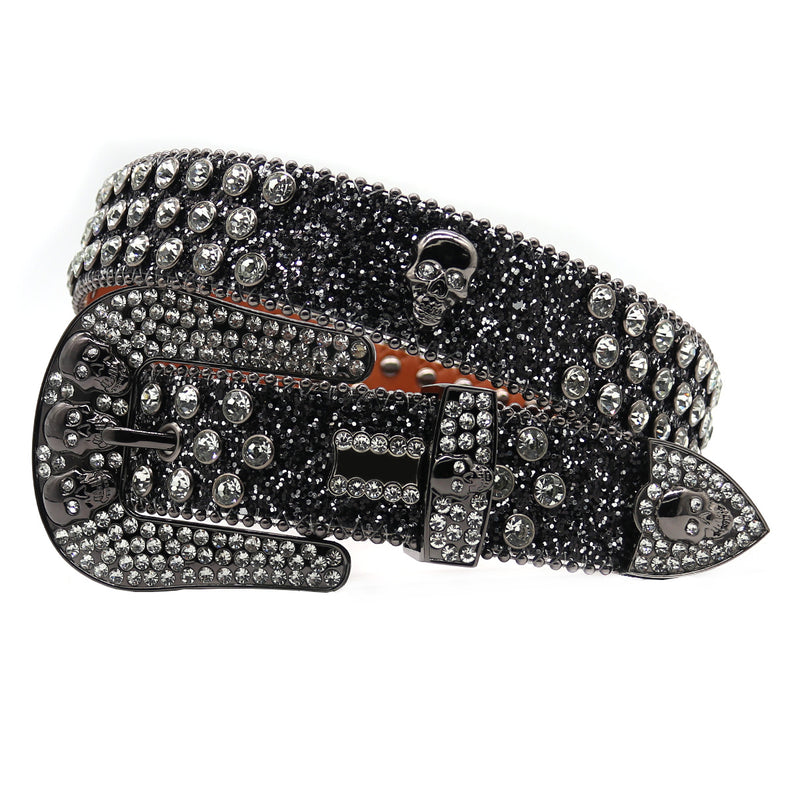Hip-hop punk rhinestone belt skull punk style