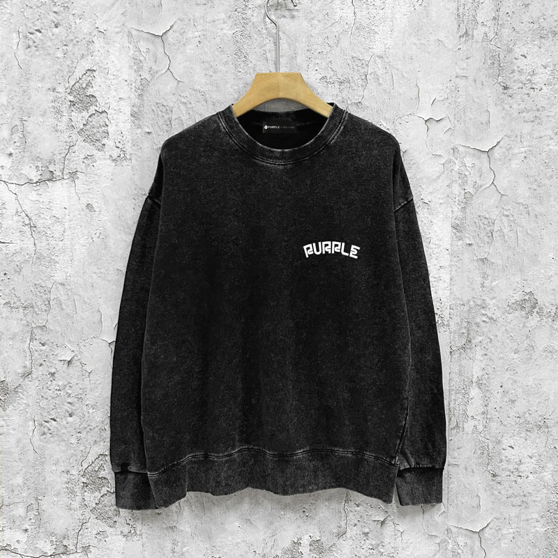 Purple Brand Distressed Sweatshirt Retro Vintage Crew Neck Sweater