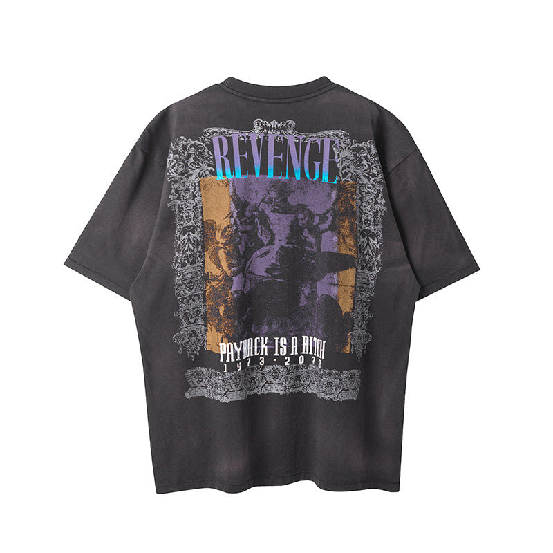 Men Vintage T-Shirts Vintage Wash Short Sleeve Hip Hop