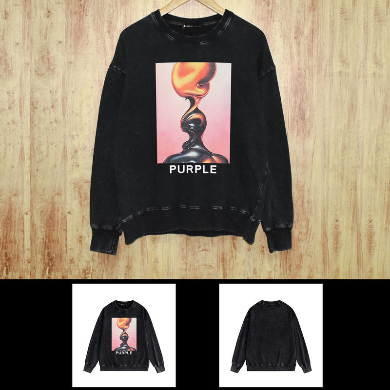 Purple Brand Distressed Sweatshirt Retro Vintage Crew Neck Sweater