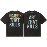 Gallery Dept T-Shirt Hand Painted Ink Splashing Alphabet Washed Retro Short Sleeve T-Shirt