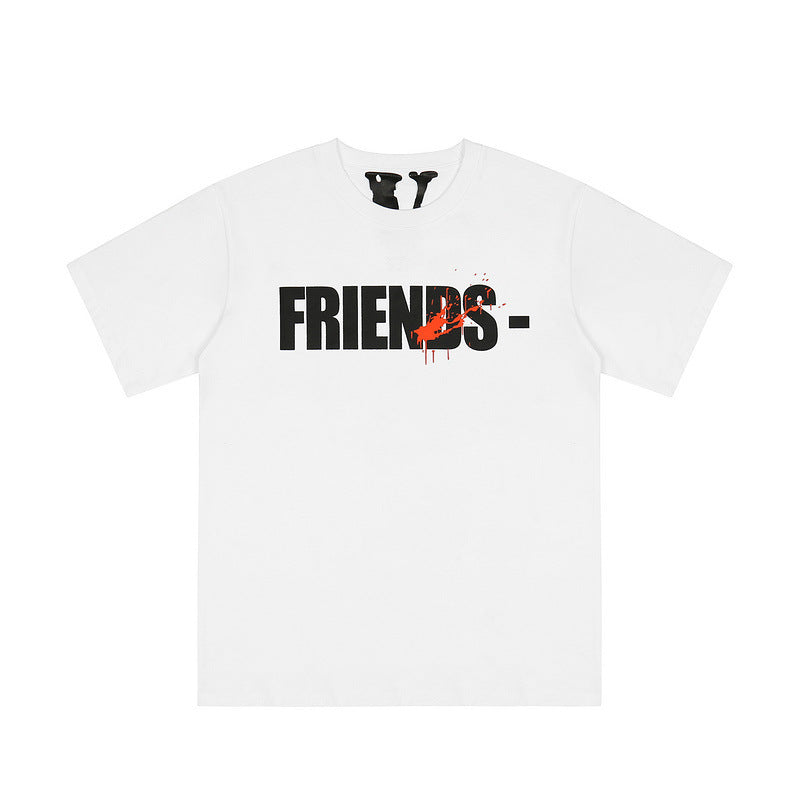 Vlone T Shirts Letter Teenagers Ordinary Loose Large Half Sleeve T-shirt