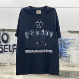 Men Vintage T-Shirts Vintage German Chariot Band RAMMSTEIN Short Sleeve Street Old Wash
