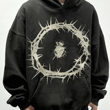 Men Vintage T-Shirts vintage made old thorns loose couple hooded