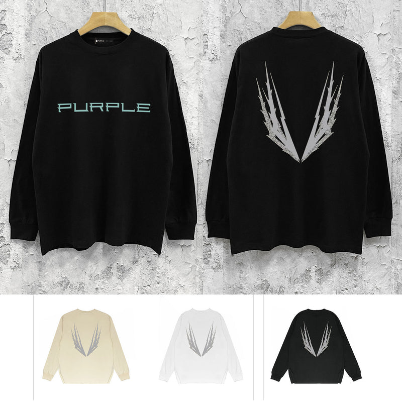 Purple Brand Long Sleeve T-Shirt Fashion Loose Long Sleeve Top