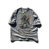Men Vintage T-Shirts vintage Bieber Tour Rock Ghost Short Sleeve Wash Old