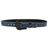 Hip-hop punk rhinestone belt halloween pumpkin head printing belt skull accessories