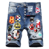 DSQ2 Short Jeans Ripped Patch Slim-fit Stretch Denim Shorts