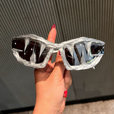 Trendy punk glasses y2k epoxy shark teeth special shape