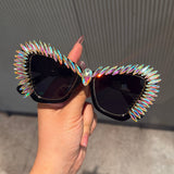 Trendy punk glasses flash diamond