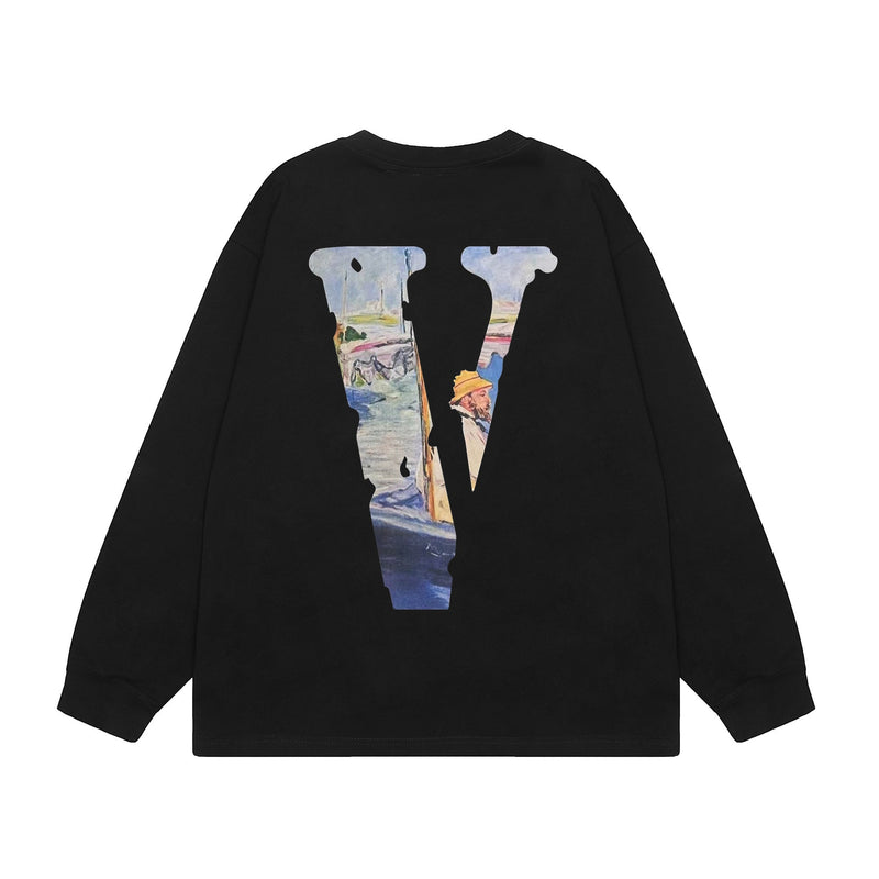 Vlone Sweatshirts Autumn and Winter Monet Oil Painting Crew Neck Pullover