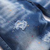 DSQ2 Short Jeans Ripped Patch Slim-fit Stretch Denim Shorts