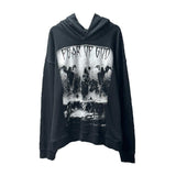 Men Vintage Hoodies Vintage Wash Flame Print