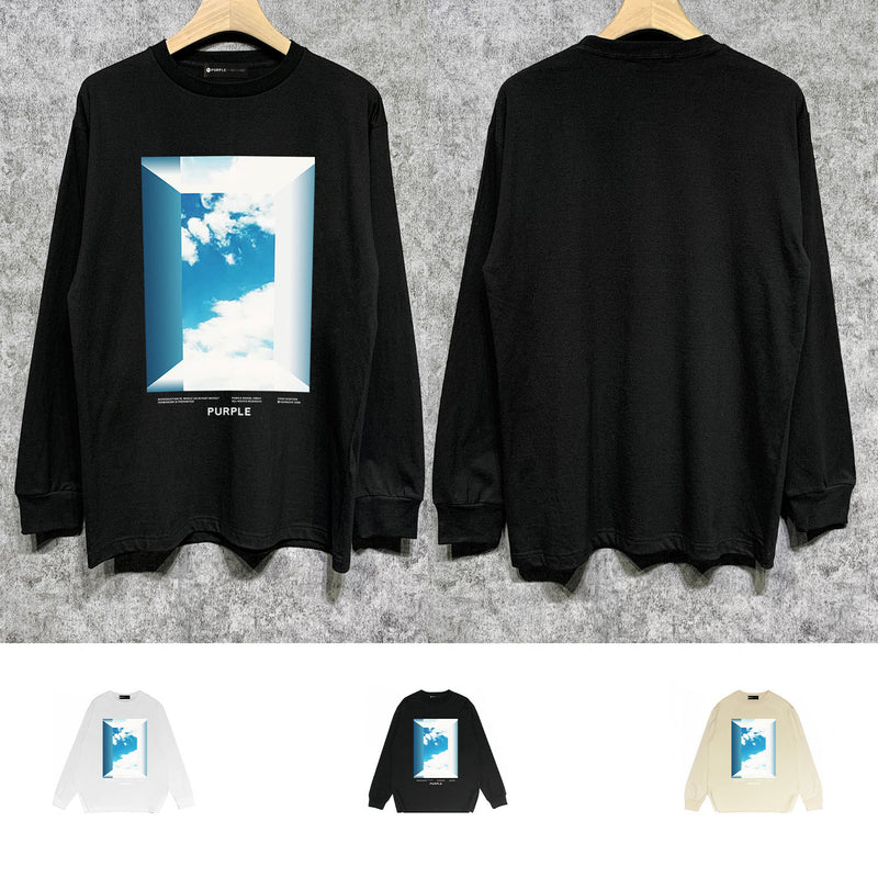Purple Brand Long Sleeve T-Shirt Fashion Loose Long Sleeve Top