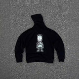 Men Vintage T-Shirts vintage Simpson print loose couple hooded