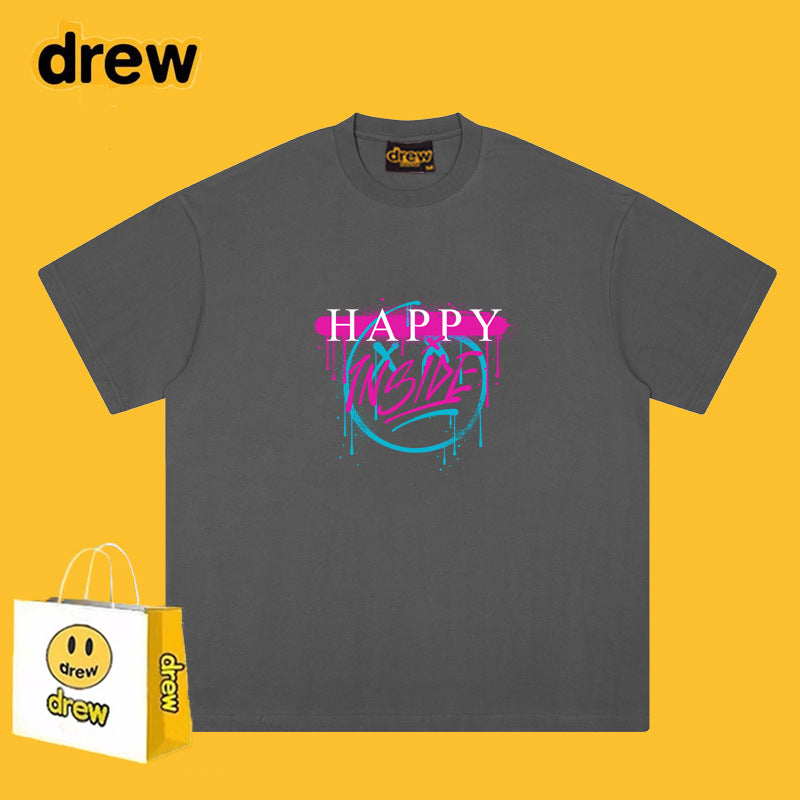 Drew T Shirts Smiley T-shirt Cotton Short Sleeve