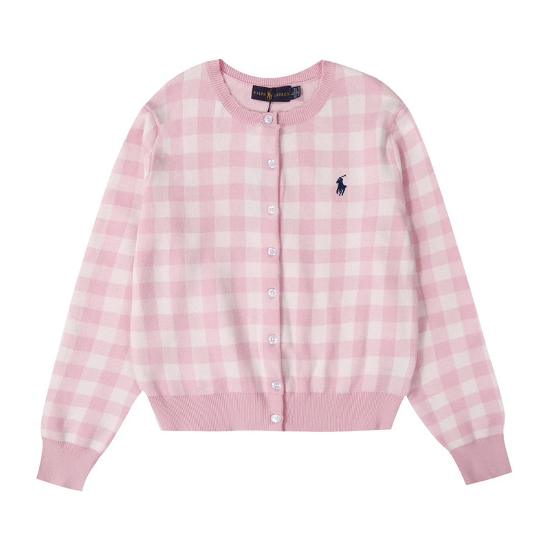 Ralph Lauren Knitted sweaters RL Pony Embroidered Checked Knitted Cardigan Crew Neck