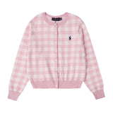 Ralph Lauren Knitted sweaters RL Pony Embroidered Checked Knitted Cardigan Crew Neck