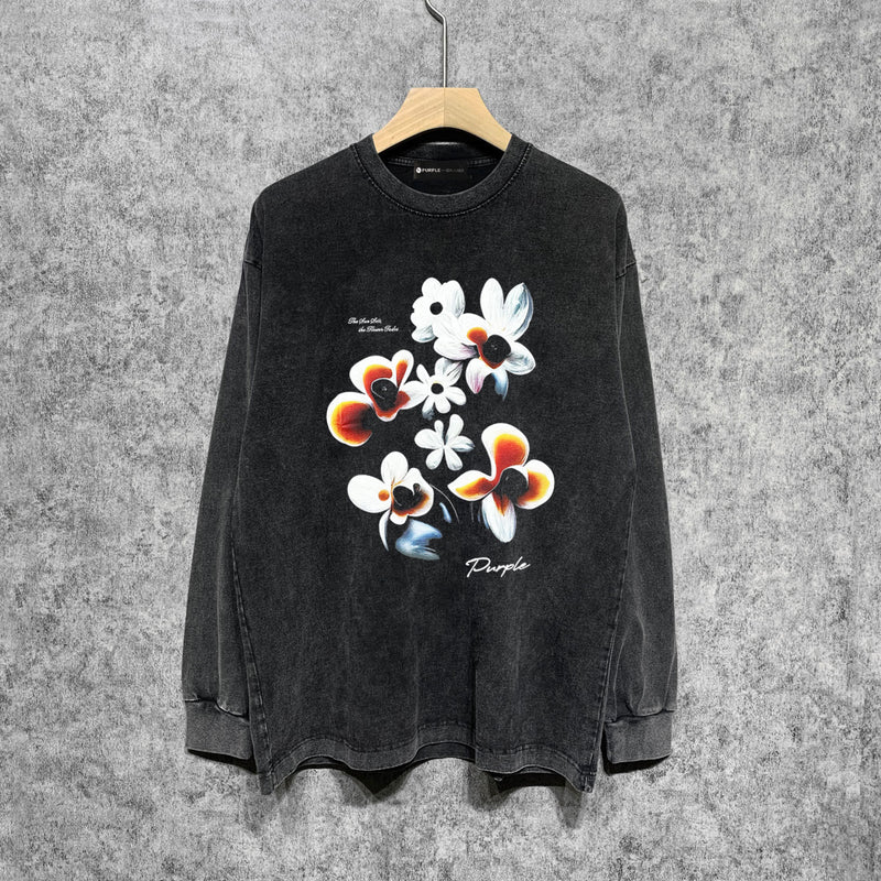 Purple Brand Distressed Long Sleeve Shirt Fashion Distressed Loose Long-sleeved Top