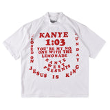 Jesus Is King T Shirt Kanye Big Talker Turtleneck Short Sleeve T-shirt Men's and Women's BF High Street Fashion Brand Oversize T-shirt Half Sleeve