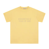 Fog Essentials T Shirts Spring Summer FOG Season 8 Flocking Letter Crew Neck Short Sleeves