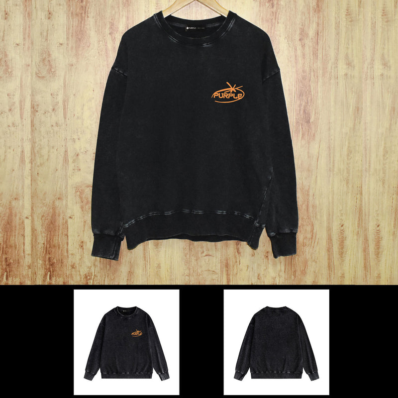 Purple Brand Distressed Sweatshirt Retro Vintage Crew Neck Sweater