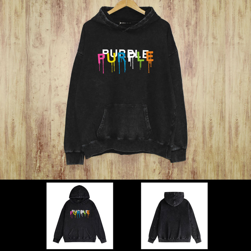 Purple Brand Distressed Hoodie Fashion Old Loose Hooded Sweater