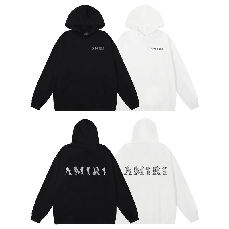 Amiri Hoodie OW Seagrass Alphabet Print Hooded Sweater Men and Women