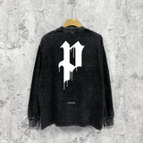 Purple Brand Distressed Long Sleeve Shirt Fashion Distressed Loose Long-sleeved Top