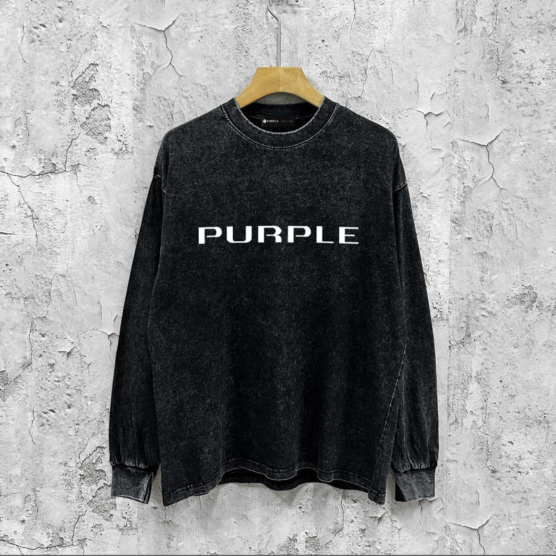 Purple Brand Distressed Long Sleeve Shirt Fashion Distressed Loose Long-sleeved Top