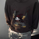 Men Vintage T-Shirts vintage Denim Mickey Casual Hooded Sweater Fall Winter Old Hoodie