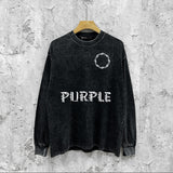 Purple Brand Distressed Long Sleeve Shirt Fashion Distressed Loose Long-sleeved Top