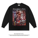 Nba Long Sleeve Shirt Long Sleeve T-shirt Washed Old Fashion Brand Cotton Loose round Neck