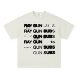 Vintage T-shirts Phantom Letter Print Short Sleeve T-Shirt Loose Crew Neck